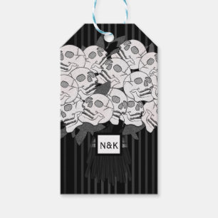 Étiquettes-cadeau Bouquet de roses de crânes Faveur de parti noir et