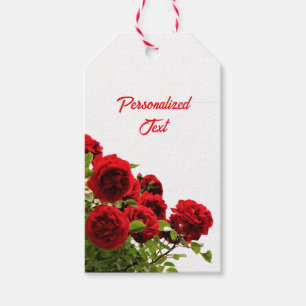 Étiquettes-cadeau Bouquet de roses rouges élégant monogramme