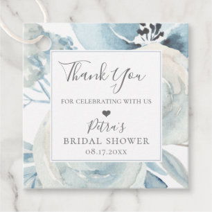 Étiquettes Cadeau Bouquet Floral Bleu Poussiéreux Rustique Merci