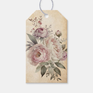 Étiquettes-cadeau Bouquet Floral Bohème Vintage Crème, Rose et Viole