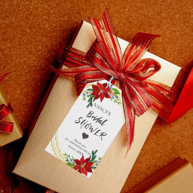 Étiquettes-cadeau Bouquet Floral de Poinsettia Remerciement pour Bab (Créateur téléchargé)