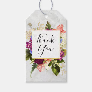 Étiquettes-cadeau Bouquet floral rose et blanc moderne