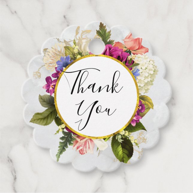 Étiquettes Cadeau Bouquet floral rose et blanc moderne (Devant)