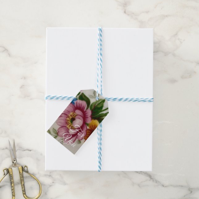 Étiquettes-cadeau Bouquet Floral Tasse à Thé  (Avec de laficelle)