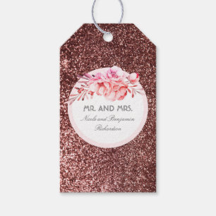 Étiquettes-cadeau Bouquet floral vintage de parties scintillantes