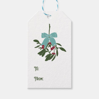 Étiquettes-cadeau Bouquet Mistletoe en rouge et vert