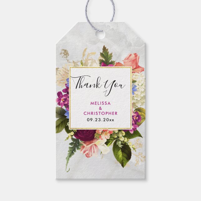 Étiquettes-cadeau Bouquet moderne rose et blanc Mariage (Devant)