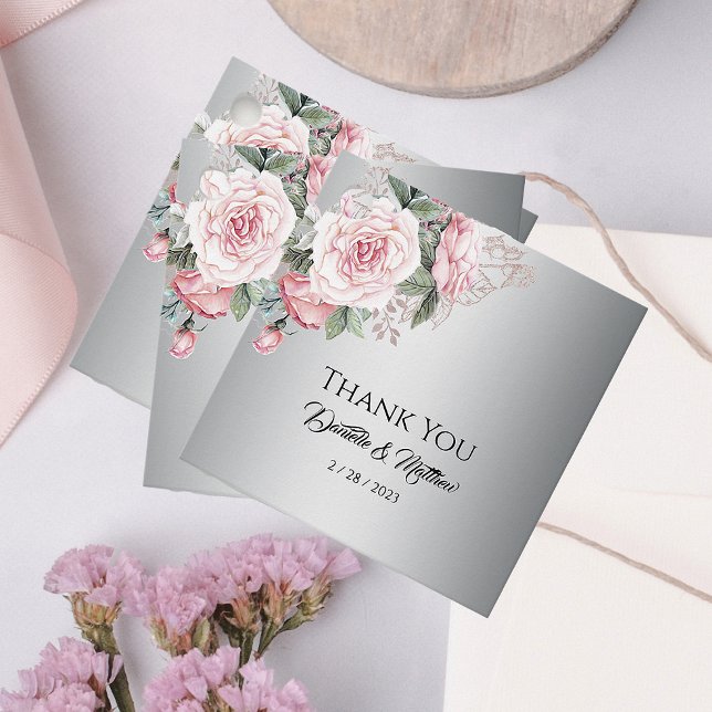 Étiquettes Cadeau Bouquet rose Mariage d'argent (Créateur téléchargé)