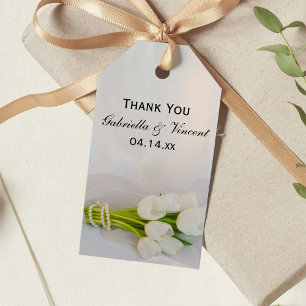 Étiquettes-cadeau Bouquet Tulip Blanc Printemps Mariage Faveur Tags