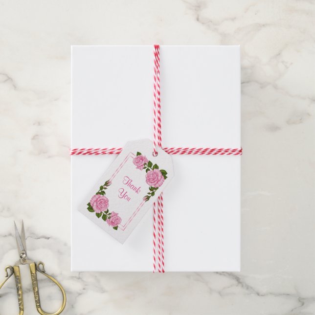 Étiquettes-cadeau Bouquets d'angle rose joli pour 18 ans (Avec de la ficelle)