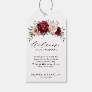 Étiquettes-cadeau Bourgogne Champagne Ivory Mauve Mariage Bienvenue