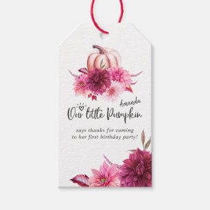 Étiquettes-cadeau Bourgogne et automne fuchsia anniversaire Citrouil