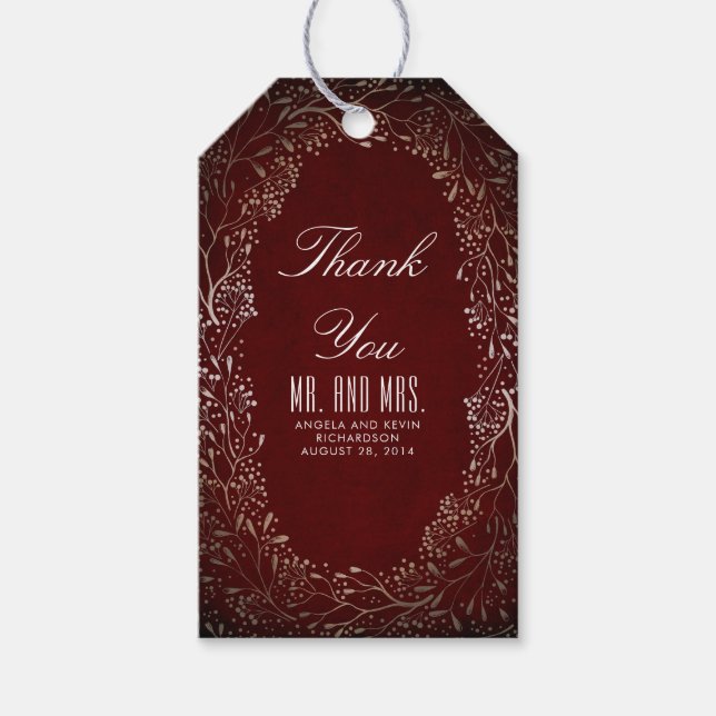 Étiquettes-cadeau Bourgogne et Mariage de la respiration pour bébé d (Devant)