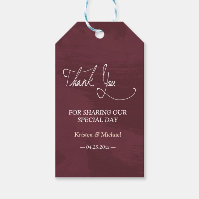 Étiquettes-cadeau Bourgogne et poche de Parties scintillant d'or mer (Devant)