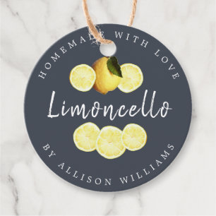 Étiquettes Cadeau Bouteille bleu foncé Limoncello sur mesure