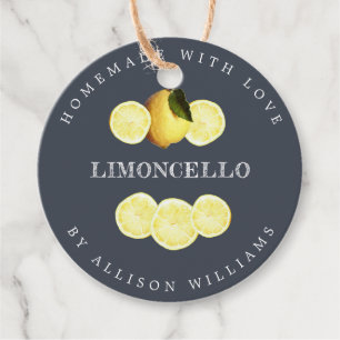 Étiquettes Cadeau Bouteille bleu foncé Limoncello sur mesure