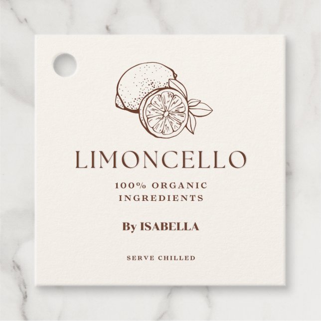 Étiquettes Cadeau Bouteille de liqueur au citron Limoncello maison t (Devant)