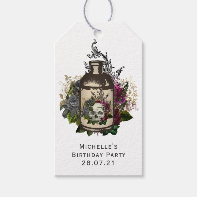 Étiquettes-cadeau Bouteille de potion gothique antique (Devant)