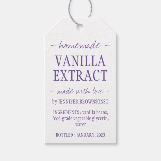 Étiquettes-cadeau Bouteille d'extrait de vanille marron artisanat fa (Devant)