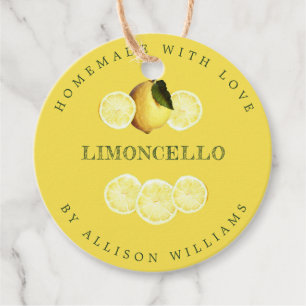 Étiquettes Cadeau Bouteille jaune Limoncello maison personnalisée