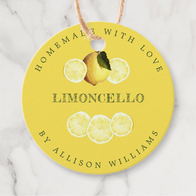 Étiquettes Cadeau Bouteille jaune Limoncello maison personnalisée (Devant)
