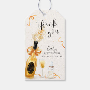 Étiquettes-cadeau Bouteilles Black Gold Poppin Baby shower Champagne