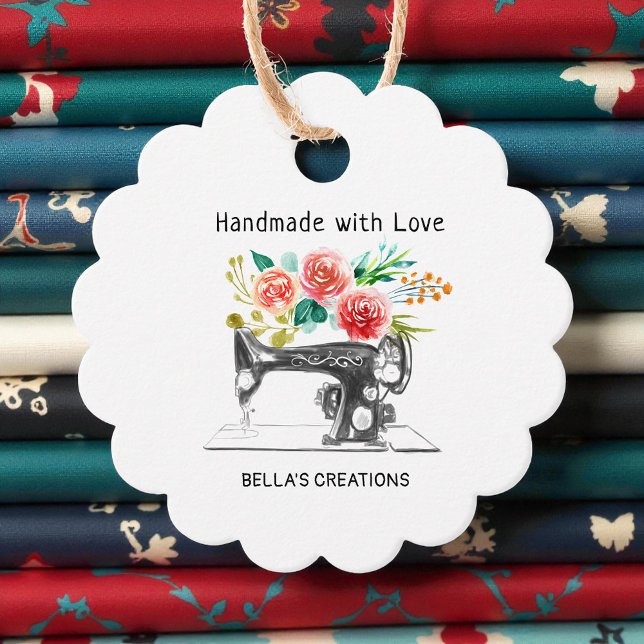 Étiquettes Cadeau Boutique sur mesure de la machine à coudre noire (Créateur téléchargé)