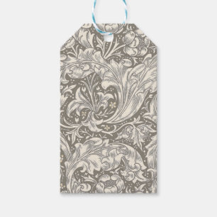 Étiquettes-cadeau Bouton de fiancé de William Morris damassé antique