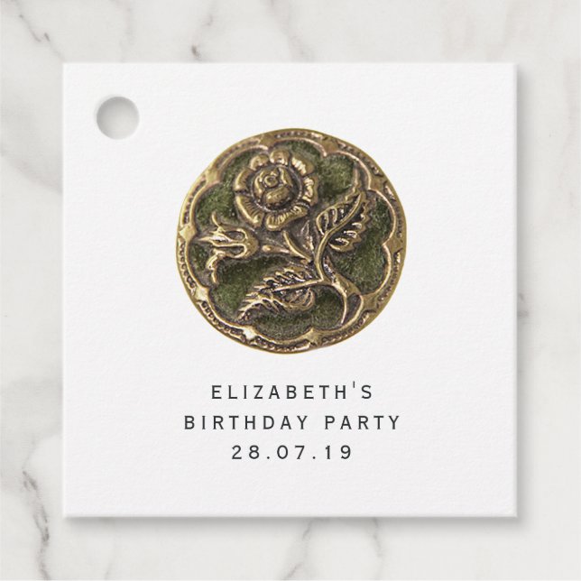 Étiquettes Cadeau Bouton vintage (Devant)