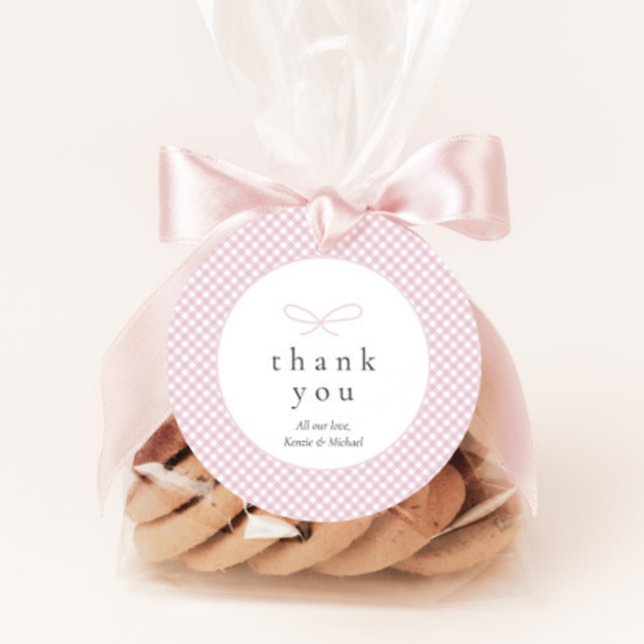 Étiquettes Cadeau Bow à plis rose simple (Créateur téléchargé)