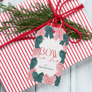Étiquettes-cadeau Bow Ho Ho Red & Green Bows Noël