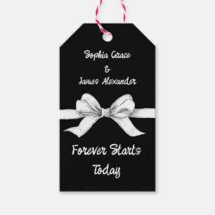 Étiquettes-cadeau Bow noir et blanc Mariage élégant Monochrome