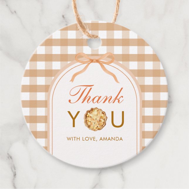 Étiquettes Cadeau Bow Notre Merci À Tarte À Petite Cutie En vichy Au (Devant)