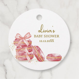 Étiquettes Cadeau Bow rose Bonjour Bébé Baby shower français des Mac
