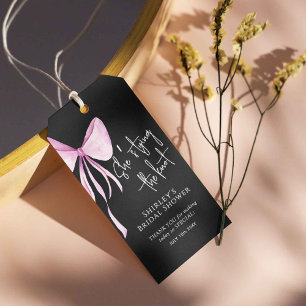 Étiquettes-cadeau Bow rose vif Elle noue la Fête des mariées de noeu