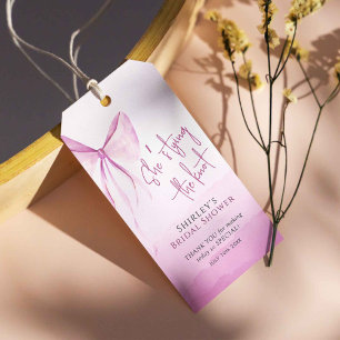Étiquettes-cadeau Bow rose vif Elle noue la Fête des mariées de noeu
