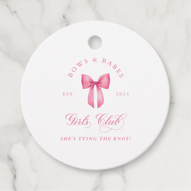 Étiquettes Cadeau Bows and Babes Girls Club Bachelorette (Devant)