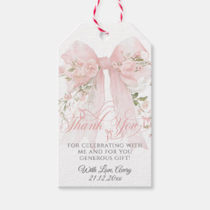 Étiquettes-cadeau Bowtiiful One Photo 1er Anniversaire Fleurs Bow Fi