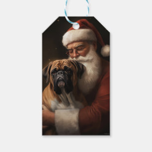 Étiquettes-cadeau Boxeur avec le Père Noël Fête de Noël