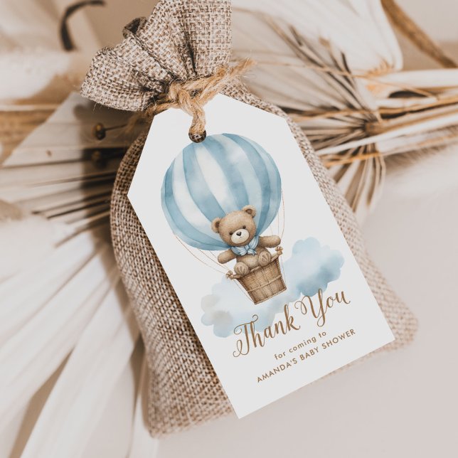 Étiquettes-cadeau Boy Blue Teddy Bear Moon Baby Shower Favor (Créateur téléchargé)
