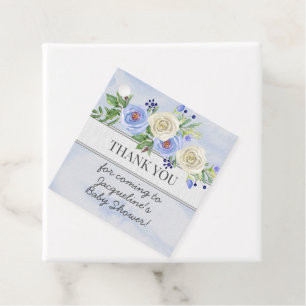 Étiquettes Cadeau Boy Blue Watercolor Baby shower Floral Merci
