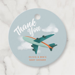 Étiquettes Cadeau Boys Baby shower bleu mignon Avion