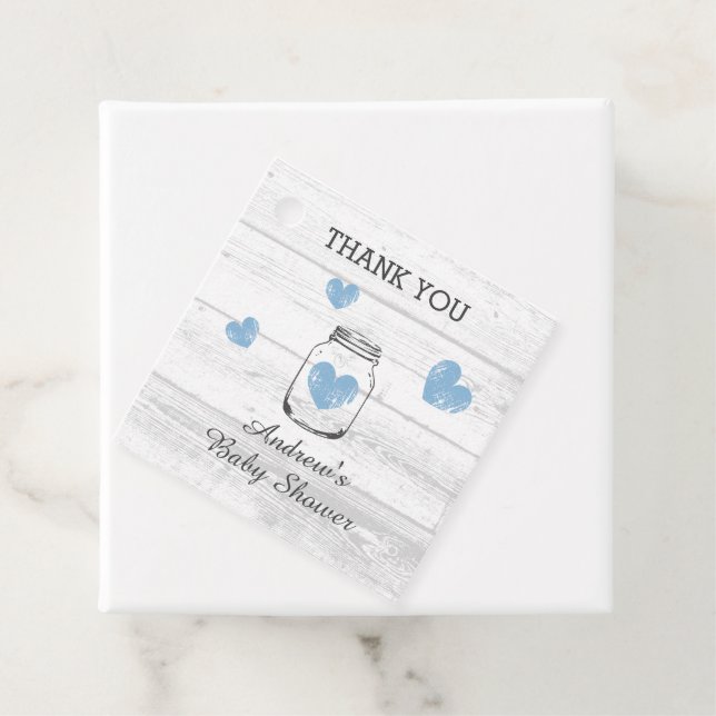 Étiquettes Cadeau Boy's baby shower party bois rustique charme (En situation)