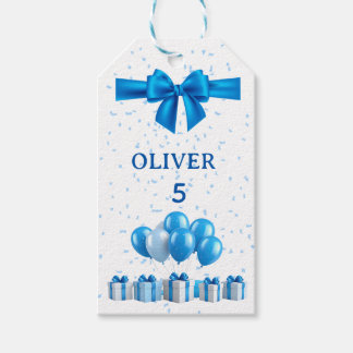 Étiquettes-cadeau Boys Birthday Gift Tags - Present & Confetti