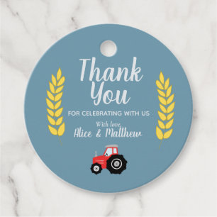 Étiquettes Cadeau Boys Cute Farm Animaux Baby shower tracteur