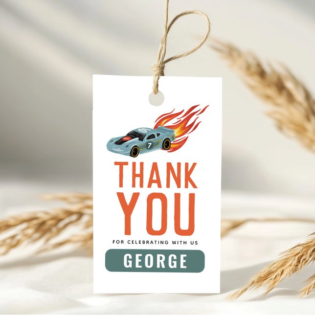 Étiquettes-cadeau Boys Hot Car Anniversaire | Flamme cool Faveur (Créateur téléchargé)