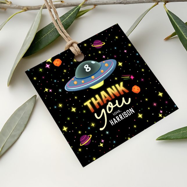 Étiquettes Cadeau Boys Neon Outer Space Birthday Party Favor (Créateur téléchargé)