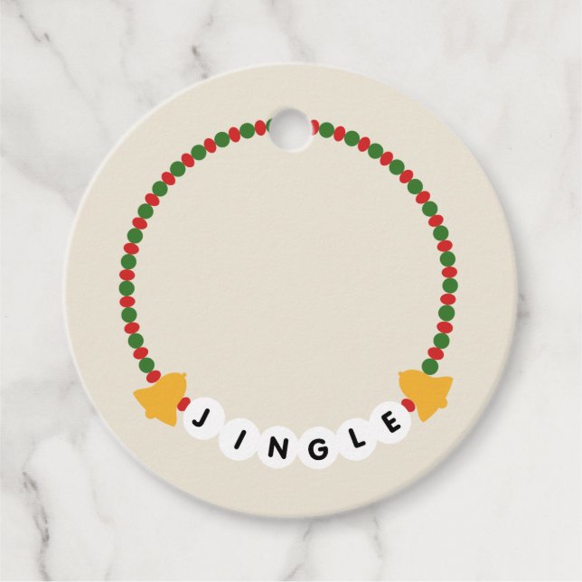 Étiquettes Cadeau Bracelet d'amitié Jingle Bells Noël (Devant)