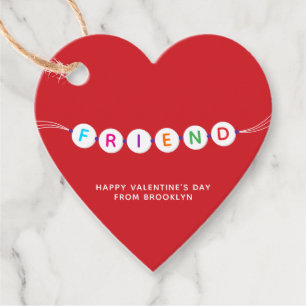 Étiquettes Cadeau Bracelet d'amitié rouge coeur de Valentine