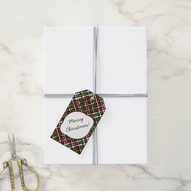 Étiquettes-cadeau Bracelet de Noël rustique avec salutation textuell (Avec de la ficelle)